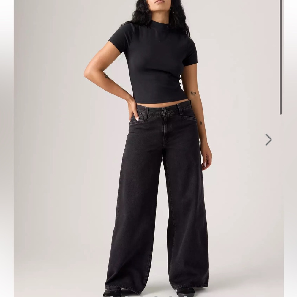 Levi’s 94 Baggy Wide Leg Jean in washed over exposure black size 28 - Picture 2 of 11